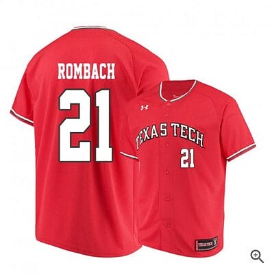 Nate Rombach Jersey Texas Tech Red Raiders Baseball NCAA College Red Alumni #21