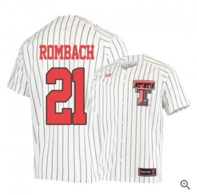 Nate Rombach Jersey Texas Tech Red Raiders Baseball NCAA College White Alumni #21