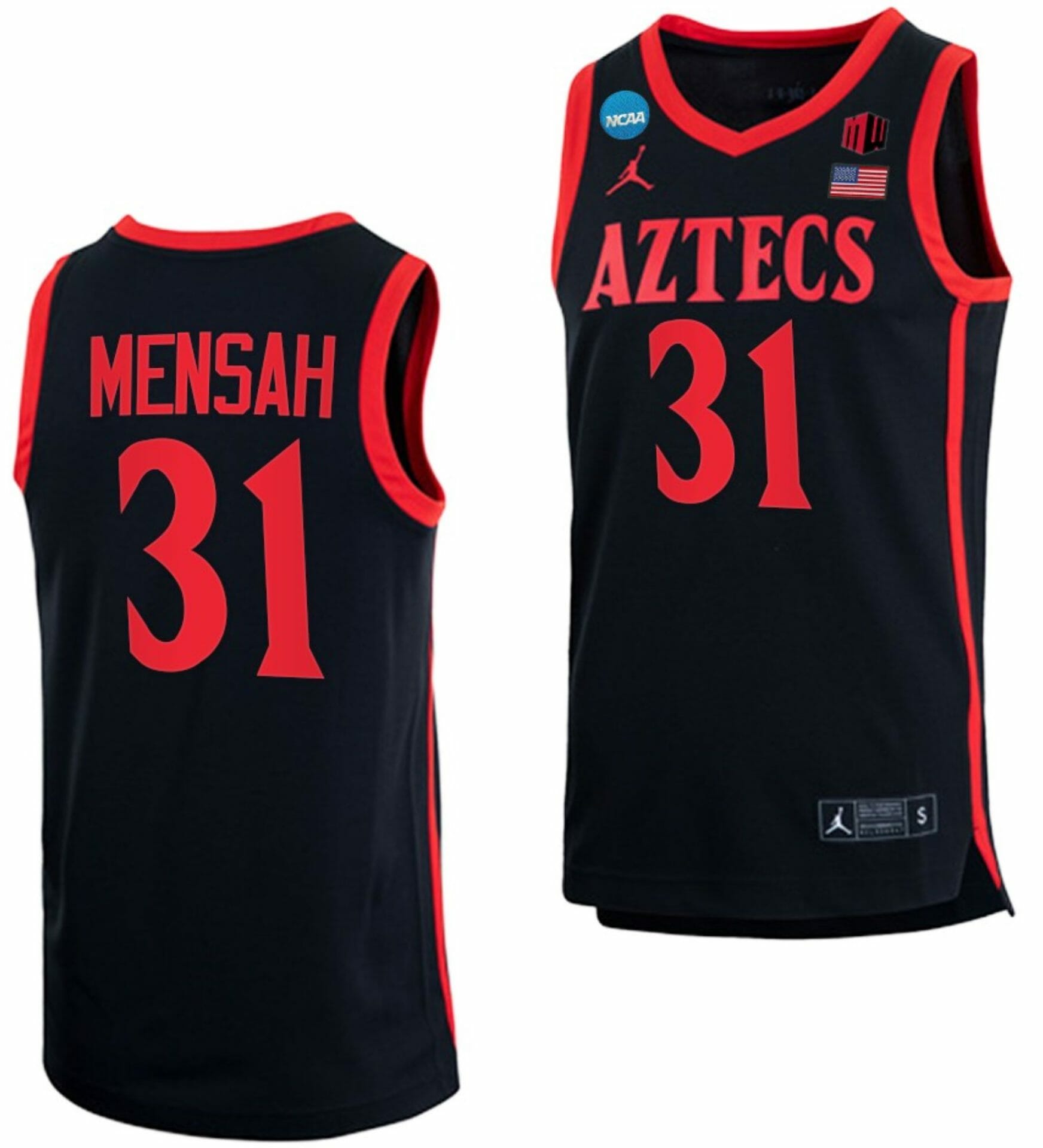 Nathan Mensah Jersey San Diego State Aztecs College Basketball 2023 NCAA March Madness Black #31 1 Nathan Mensah Jersey San Diego State Aztecs College Basketball 2023 NCAA March Madness Black #31
