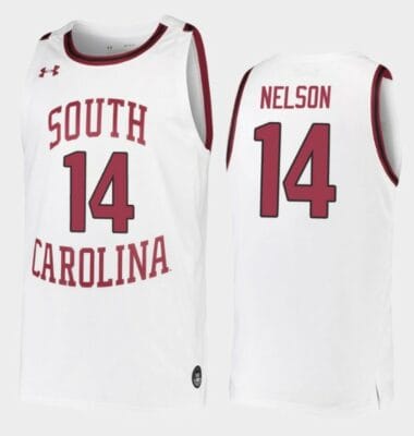 Nathan Nelson Jersey South Carolina Gamecocks College Basketball White Replica #14