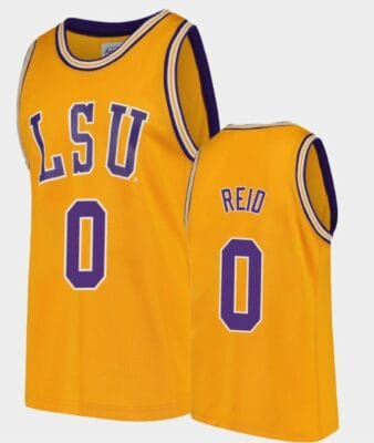 Naz Reid Jersey LSU Tigers College Basketball Gold Replica #0 10 Naz Reid Jersey LSU Tigers College Basketball Gold Replica #0
