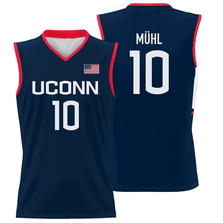 Nika Mühl Jersey UConn Huskies College Basketball Navy #10 1 Nika Mühl Jersey UConn Huskies College Basketball Navy #10