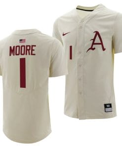 Robert Moore Jersey Arkansas Razorbacks Baseball NCAA College Full-Button Natural #1