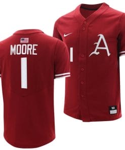 Robert Moore Jersey Arkansas Razorbacks College Baseball Cardinal #1
