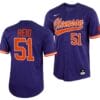 Rocco Reid Jersey Clemson Tigers College Baseball Purple Full-Button #51 2 Rocco Reid Jersey Clemson Tigers College Baseball Purple Full-Button #51