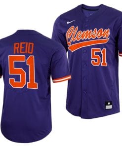 Rocco Reid Jersey Clemson Tigers College Baseball Purple Full-Button #51