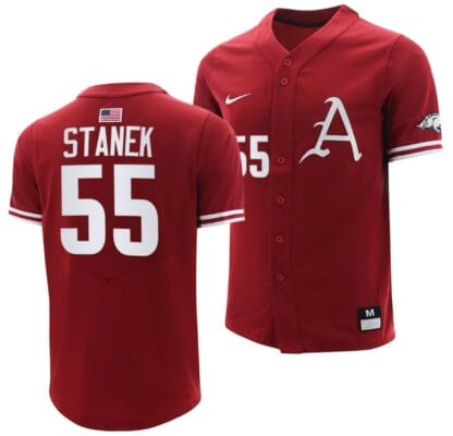 Ryne Stanek Jersey Arkansas Razorbacks College Baseball Cardinal #55 6 Ryne Stanek Jersey Arkansas Razorbacks College Baseball Cardinal #55