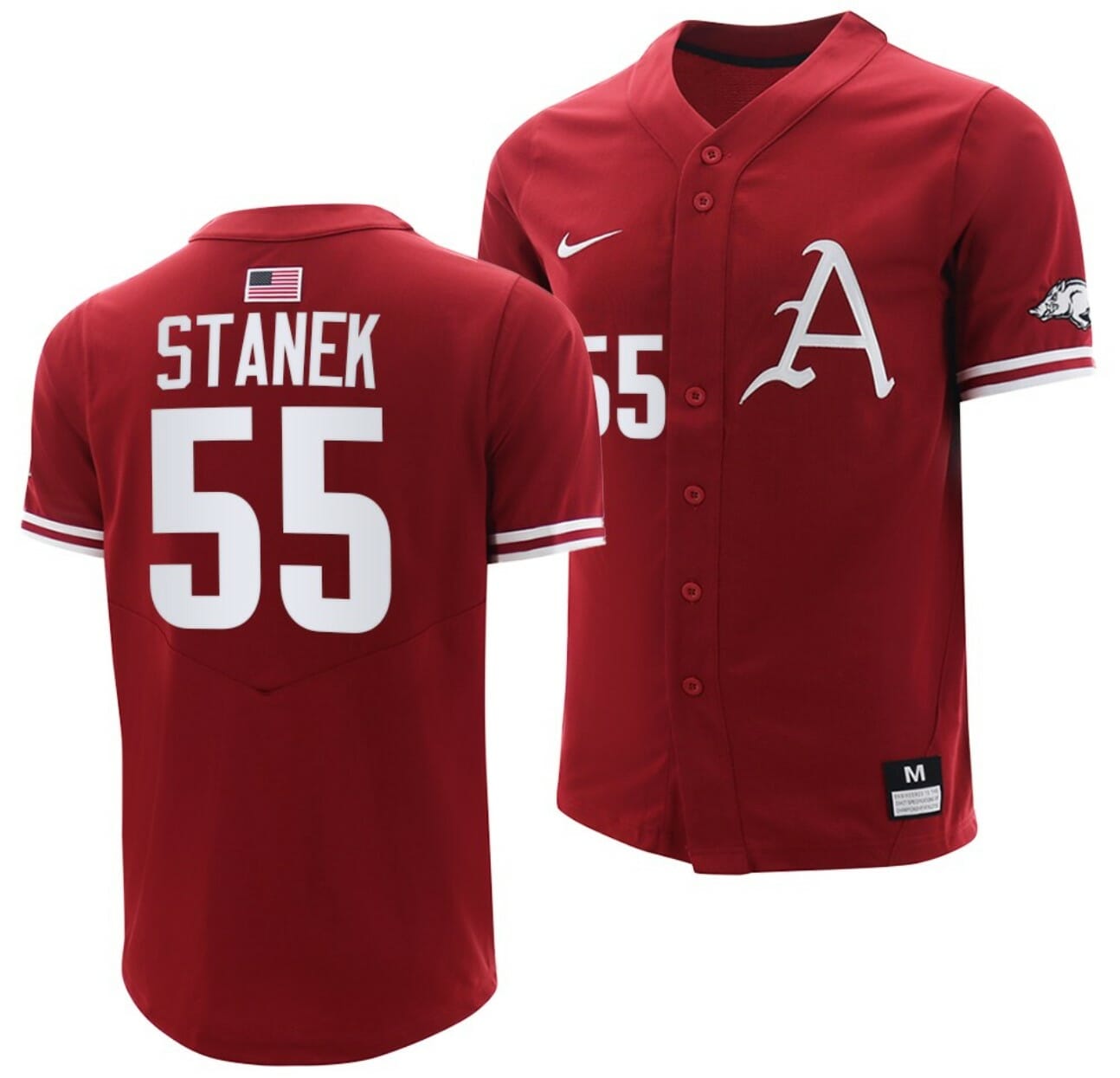 Ryne Stanek Jersey Arkansas Razorbacks College Baseball Cardinal #55 1 Ryne Stanek Jersey Arkansas Razorbacks College Baseball Cardinal #55