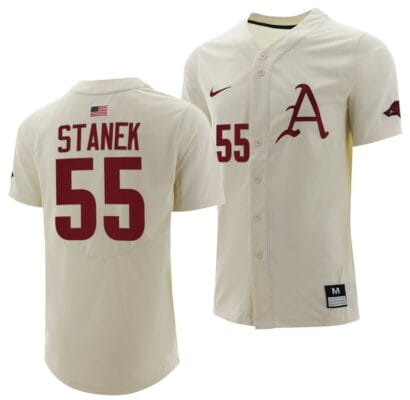 Ryne Stanek Jersey Arkansas Razorbacks College Baseball Full-Button Natural #55