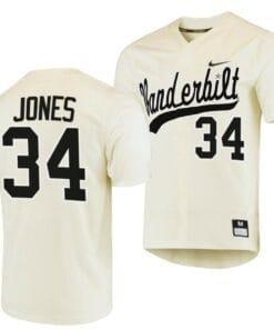 Spencer Jones Jersey Vanderbilt Commodores Baseball NCAA College Cream Alumni #34