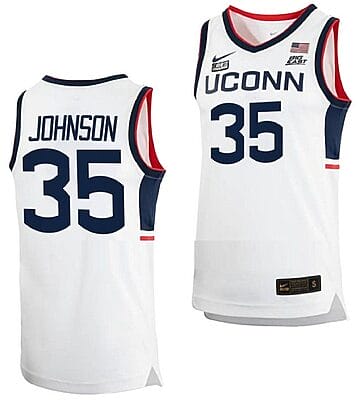 Samson Johnson Jersey UConn Huskies College Basketball White Replica #35 12 Samson Johnson Jersey UConn Huskies College Basketball White Replica #35