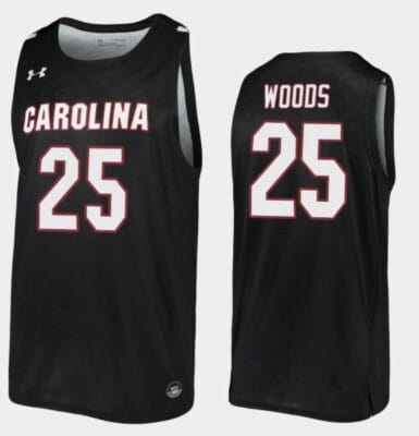 Seventh Woods Jersey South Carolina Gamecocks College Basketball Black Replica #25