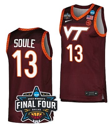 Taylor Soule Jersey Virginia Tech Hokies College Basketball 2023 NCAA March Madness Final Four Maroon #13