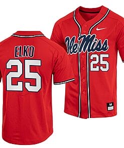 Tim Elko Jersey Ole Miss Rebels College Baseball Red #25