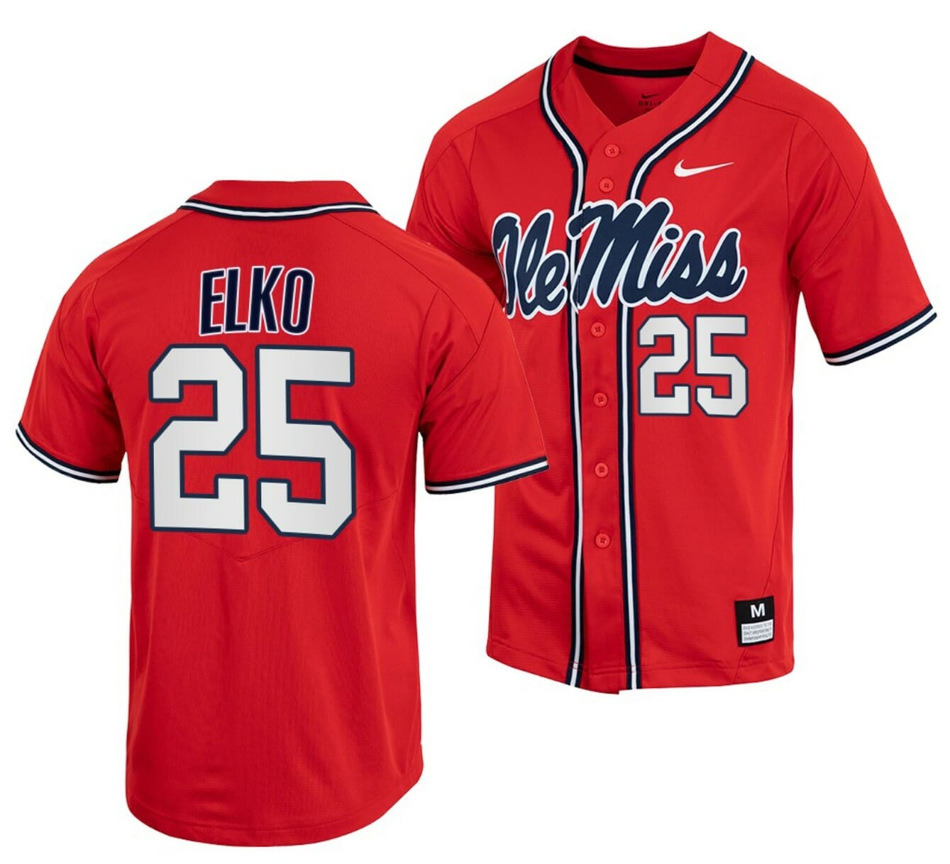 Tim Elko Jersey Ole Miss Rebels College Baseball Red #25 1 Tim Elko Jersey Ole Miss Rebels College Baseball Red #25