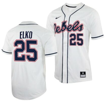 Tim Elko Jersey Ole Miss Rebels College Baseball White #25