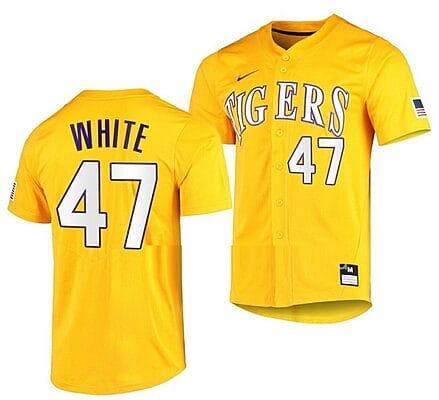 Tommy White Jersey Lsu Tigers Baseball NCAA College Vapor Untouchable Elite Gold #47