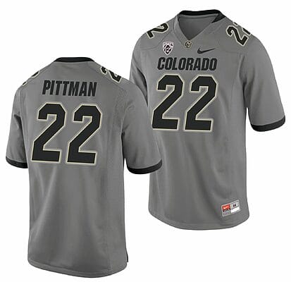 Toren Pittman Jersey Colorado Buffaloes College Football Game Gray #22 10 Toren Pittman Jersey Colorado Buffaloes College Football Game Gray #22