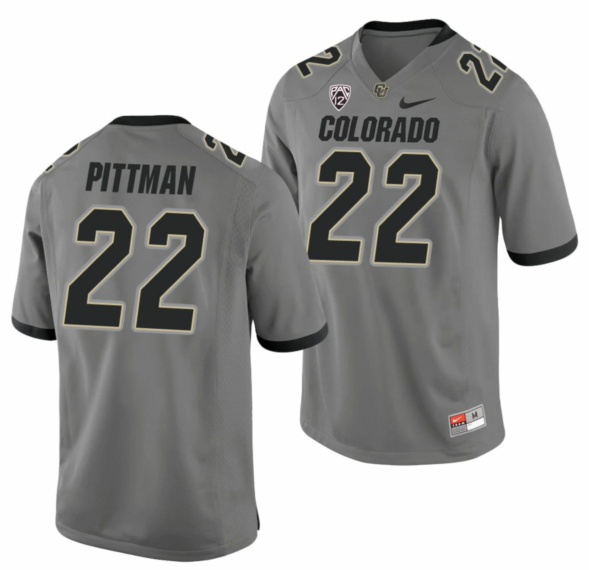 Toren Pittman Jersey Colorado Buffaloes College Football Game Gray #22 1 Toren Pittman Jersey Colorado Buffaloes College Football Game Gray #22