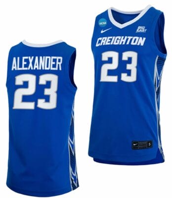 Trey Alexander Jersey Creighton Bluejays College Basketball 2023 NCAA March Madness Blue #23