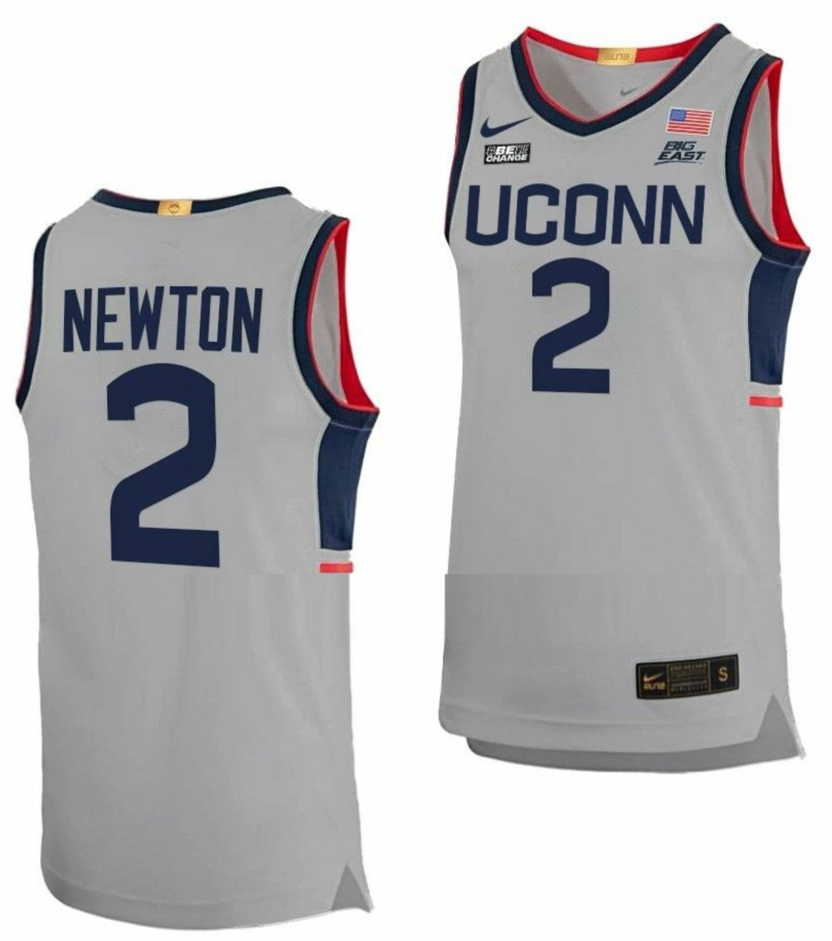Tristen Newton Jersey UConn Huskies College Basketball Limited Gray #2 1 Tristen Newton Jersey UConn Huskies College Basketball Limited Gray #2