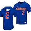 Ty Evans Jersey Florida Gators College Baseball Full-Button Royal #2