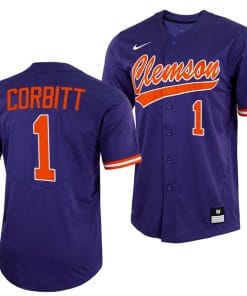Tyler Corbitt Jersey Clemson Tigers College Baseball Purple Full-Button #1