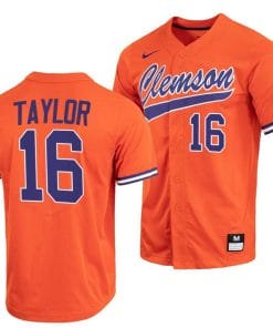 Will Taylor Jersey Clemson Tigers College Baseball Orange Full-Button #16