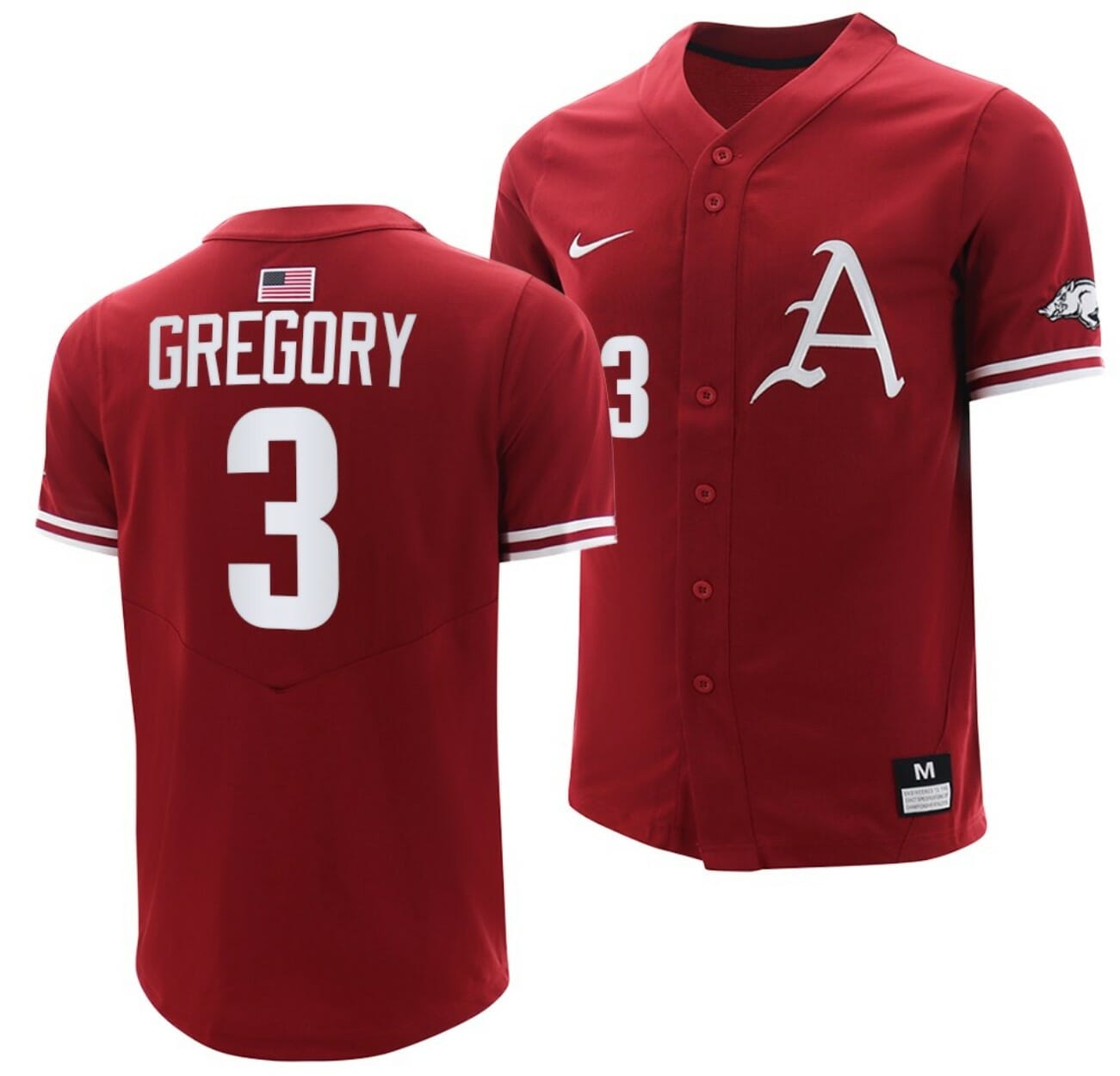 Zack Gregory Jersey Arkansas Razorbacks College Baseball Cardinal #3 1 Zack Gregory Jersey Arkansas Razorbacks College Baseball Cardinal #3