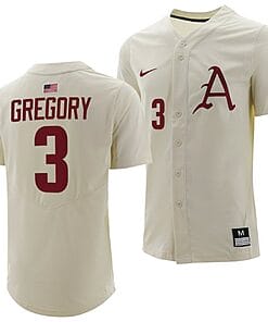 Zack Gregory Jersey Arkansas Razorbacks College Baseball Full-Button Natural #3