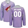 Custom Arizona Coyotes Jersey Name And Number Purple Pink Reebok Hockey Fights Cancer Practice