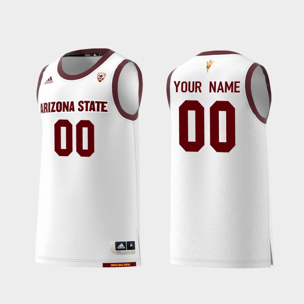 Custom Arizona State Jersey Name, Number Sun Devils College Basketball White 1 Custom Arizona State Jersey Name, Number Sun Devils College Basketball White