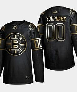 Custom Boston Bruins Jersey Name And Number Black Gold