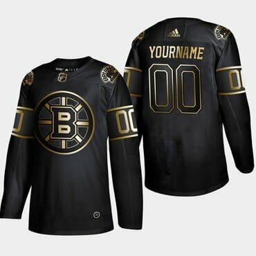 Custom Boston Bruins Jersey Name And Number Black Gold