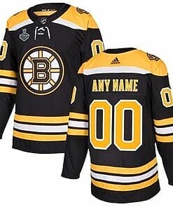 Custom Boston Bruins Jersey Name And Number Pro Home with 2019 Stanley Cup Finals Patch