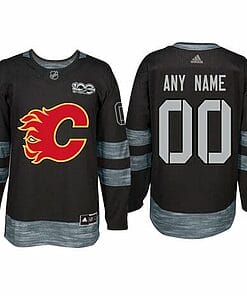 Custom Calgary Flames Jersey Name And Number 1917-2017 Black 100th Anniversary NHL