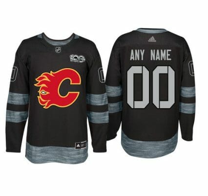 Custom Calgary Flames Jersey Name And Number 1917-2017 Black 100th Anniversary NHL