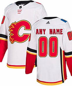 Custom Calgary Flames Jersey Name And Number 2017-2018 White Hockey Home NHL