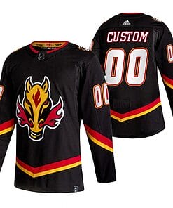 Custom Calgary Flames Jersey Name And Number 2020-21 Black Reverse Retro Alternate NHL