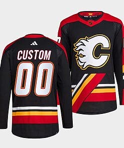 Custom Calgary Flames Jersey Name And Number 2022-23 Black Reverse Retro