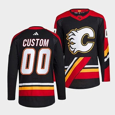 Custom Calgary Flames Jersey Name And Number 2022-23 Black Reverse Retro