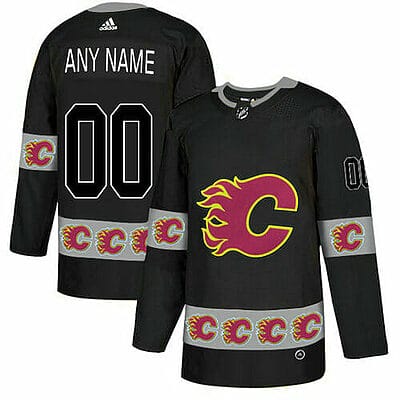 Custom Calgary Flames Jersey Name And Number Black Team Logos Fashion