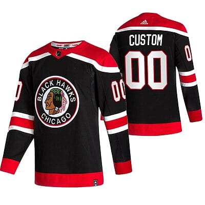 Custom Chicago Blackhawks Jersey Name And Number 2020-21 Black Reverse Retro Alternate NHL