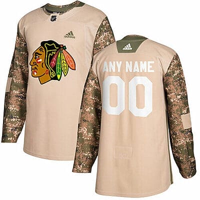 Custom Chicago Blackhawks Jersey Name And Number Camo Veterans Day Practice