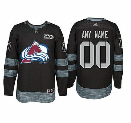 Custom Colorado Avalanche Jersey Name And Number 1917-2017 Black 100th Anniversary NHL