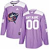 Custom Columbus Blue Jersey Name And Number Purple Pink Hockey Fights Cancer Practice