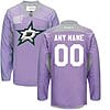 Custom Dallas Stars Jersey Name And Number Purple Pink Reebok Hockey Fights Cancer Practice