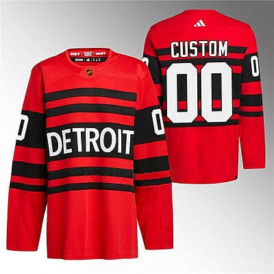 Custom Detroit Red Wings Jersey Name And Number 2022-23 Red Reverse Retro