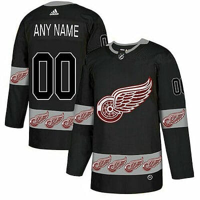 Custom Detroit Red Wings Jersey Name And Number Black Team Logos Fashion
