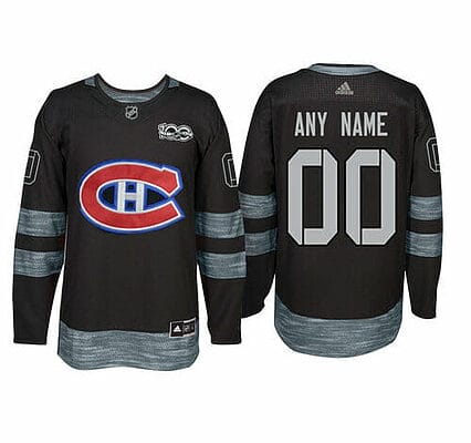 Custom Montreal Canadiens Jersey Name And Number 1917-2017 Black 100th Anniversary NHL